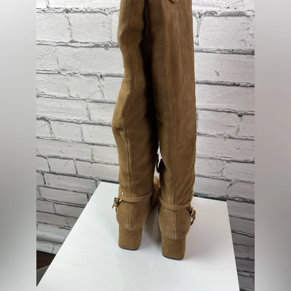 Sanctuary Electric Suede Knee High Boots Acorn Brown Size 10 NEW Block Heel