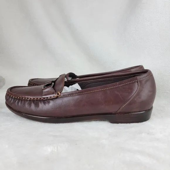 SAS Brown Leather Buckle Slip-On Penny Loafer Comfort Walking Work Shoes 11M