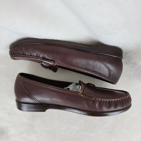 SAS Brown Leather Buckle Slip-On Penny Loafer Comfort Walking Work Shoes 11M