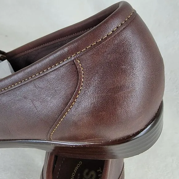 SAS Brown Leather Buckle Slip-On Penny Loafer Comfort Walking Work Shoes 11M