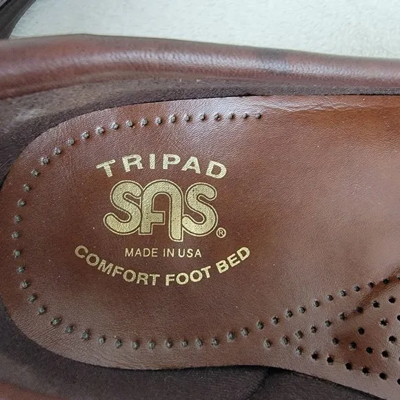 SAS Brown Leather Buckle Slip-On Penny Loafer Comfort Walking Work Shoes 11M