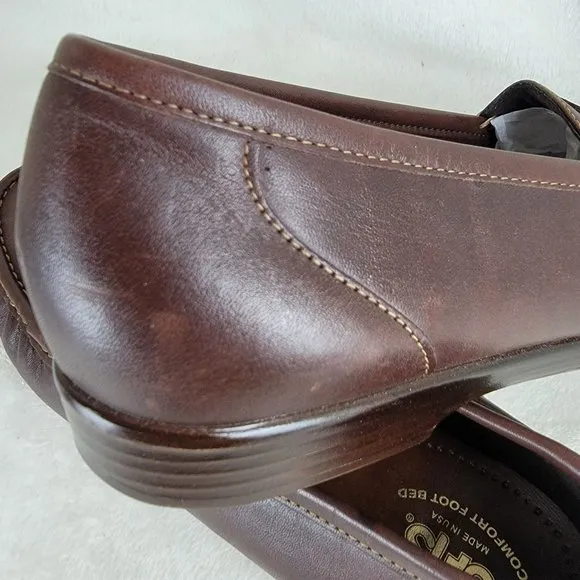 SAS Brown Leather Buckle Slip-On Penny Loafer Comfort Walking Work Shoes 11M