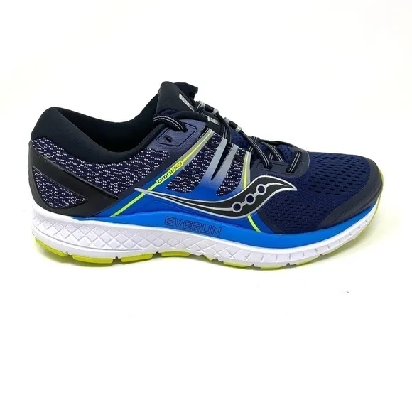 Saucony Men's Omni ISO running shoes navy blue citron