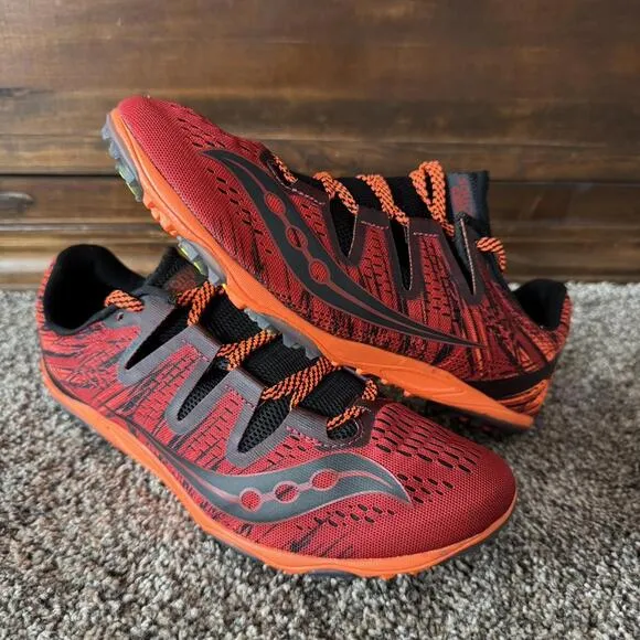 Saucony Men's Red and Orange Track and Field cleats size 8