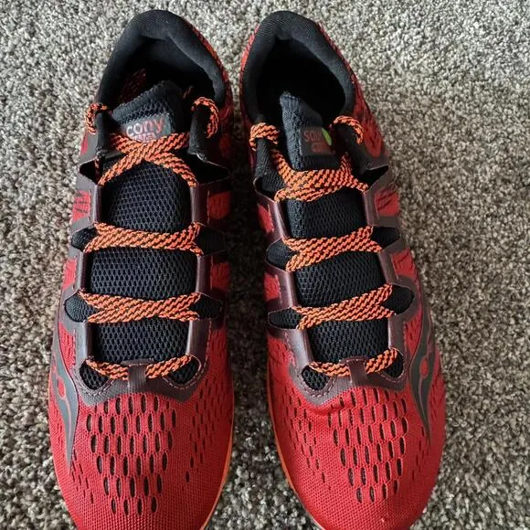 Saucony Men's Red and Orange Track and Field cleats size 8