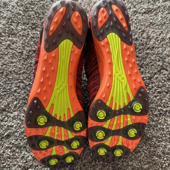 Saucony Men's Red and Orange Track and Field cleats size 8