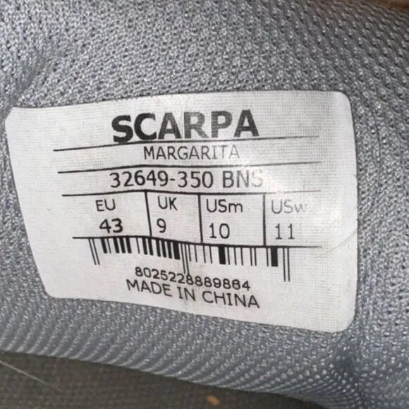 Scarpa Margarita Hiking Sneakers Unisex Women 11 Men 10 Gray Leather Vibram Sole