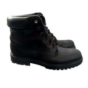 Sebago Silga Boys Black Leather Lace Up Mid Top Hiking Combat Boots Size 6.5M