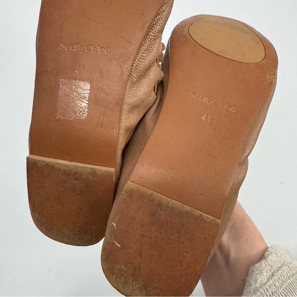 See by Chloe Jane Scalloped Leather Ballet Flats