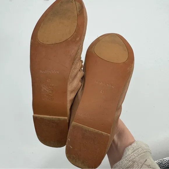 See by Chloe Jane Scalloped Leather Ballet Flats