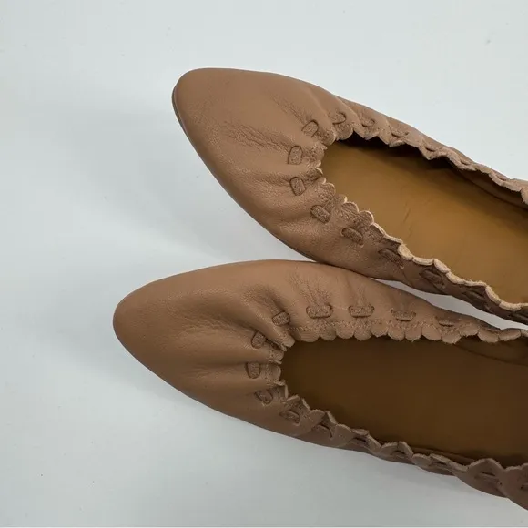 See by Chloe Jane Scalloped Leather Ballet Flats
