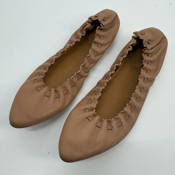 See by Chloe Jane Scalloped Leather Ballet Flats