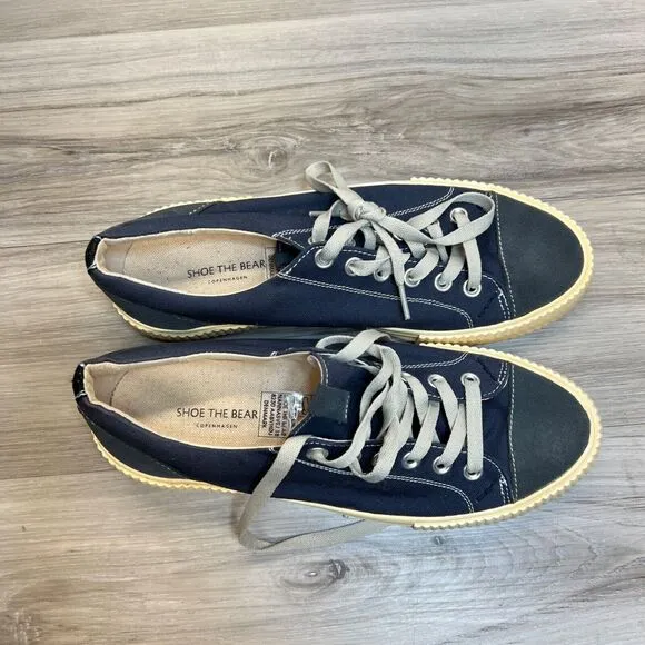 Shoe the Bear Copenhagen Linden Blue Canvas Sneakers Size 10 EU 43
