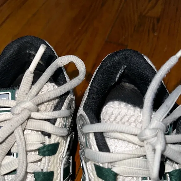 Silver and Green Running Shoes