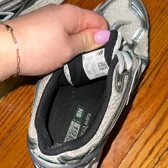 Silver and Green Running Shoes