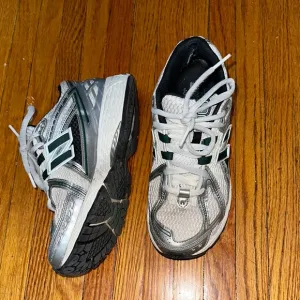 Silver and Green Running Shoes