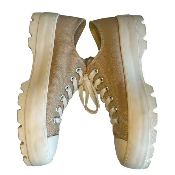 Sincerely Jules Women’s Low-Top Lug Platform Sneakers - Tan/White (Size 8 M)