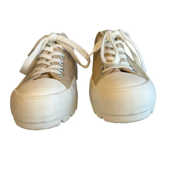 Sincerely Jules Women’s Low-Top Lug Platform Sneakers - Tan/White (Size 8 M)