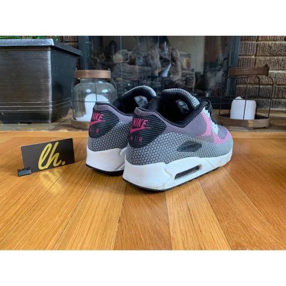 Size 10.5 Nike Air Max 90 Premium Black Magenta Running Shoes 631750-001