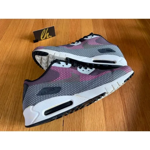 Size 10.5 Nike Air Max 90 Premium Black Magenta Running Shoes 631750-001