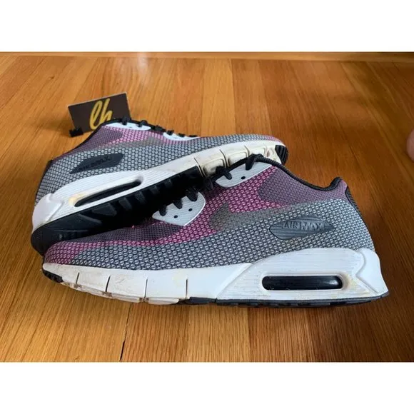Size 10.5 Nike Air Max 90 Premium Black Magenta Running Shoes 631750-001