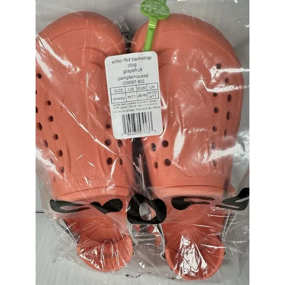 Size 11 Crocs Echo Grapefruit Reflect Backstrap Clog Shoes Comfort Casual Mens