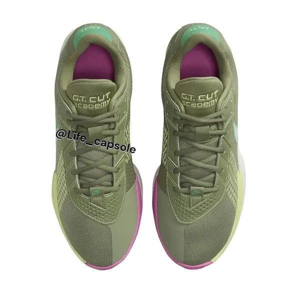 Size 9.5 Nike G.T. Cut Academy Oil Green Low Top Basketball Shoes FB2599-300 Men