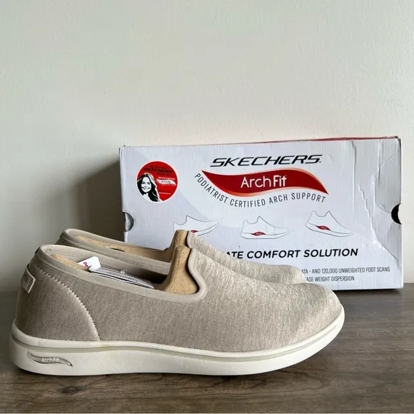 Skechers Arch Fit Uplift Taupe Slip On Women's Shoe Size 8.5 #B1322A