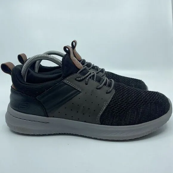 Skechers Delson 3.0 Men’s Size 8 Black Gray Casual Shoes Sneakers 56299