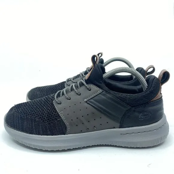 Skechers Delson 3.0 Men’s Size 8 Black Gray Casual Shoes Sneakers 56299