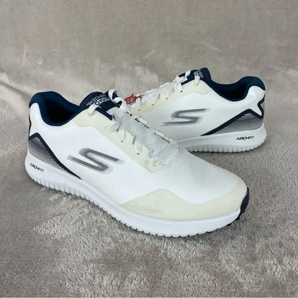 Skechers Go Golf Max 2 Mens Golf Shoes 9 White Blue Spikeless Waterproof NEW