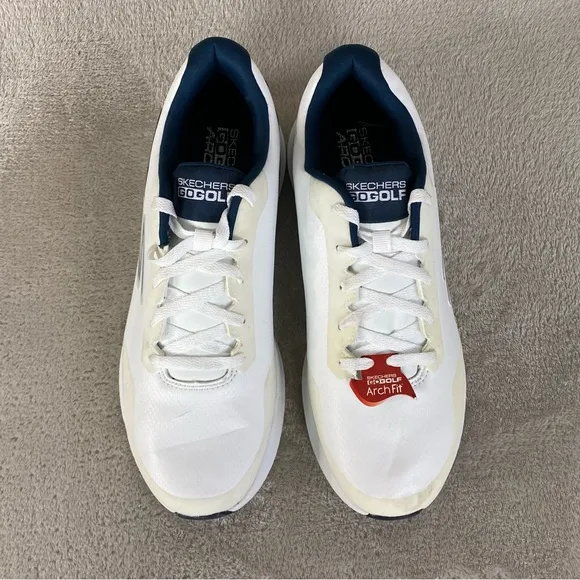 Skechers Go Golf Max 2 Mens Golf Shoes 9 White Blue Spikeless Waterproof NEW