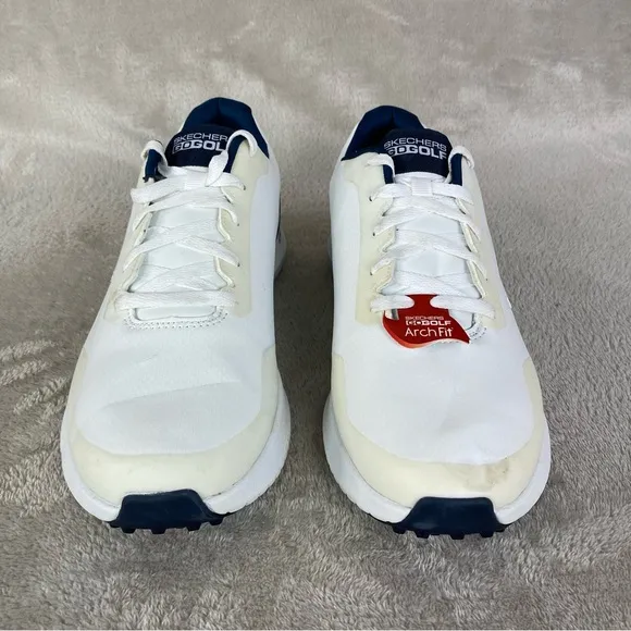 Skechers Go Golf Max 2 Mens Golf Shoes 9 White Blue Spikeless Waterproof NEW