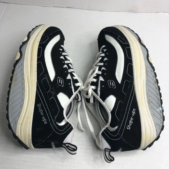Skechers Shape Ups Black &amp; White Walking Fitness Shoes 11809 Womens Size 8.5