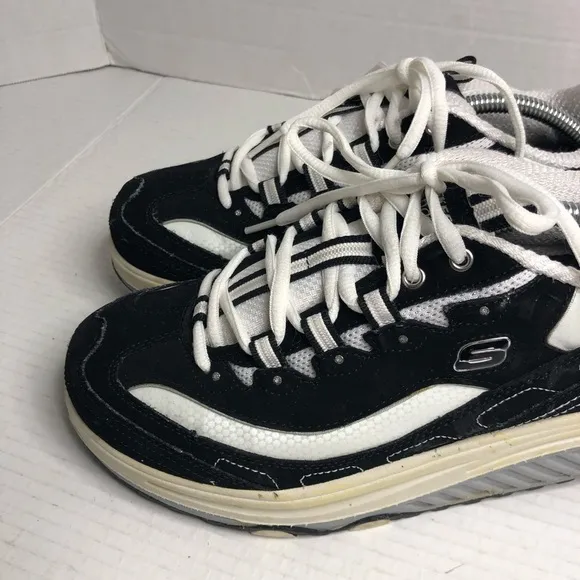 Skechers Shape Ups Black &amp; White Walking Fitness Shoes 11809 Womens Size 8.5