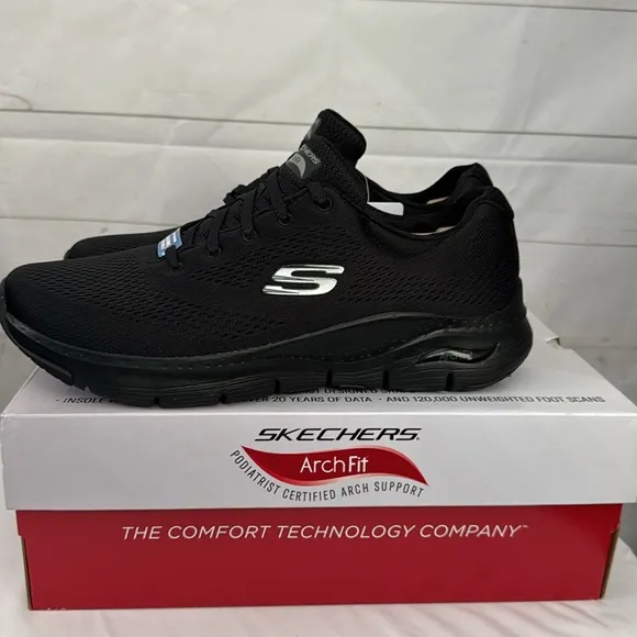 Skechers Size 11 Arch Fit Big Appeal Black Athletic Shoes Sneakers Lace-up