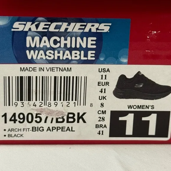 Skechers Size 11 Arch Fit Big Appeal Black Athletic Shoes Sneakers Lace-up