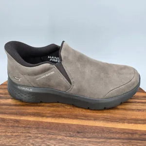 Skechers Slip Ins Shoes Men's 8.5 Dark Taupe Low Top Hands Free Walking Sneakers