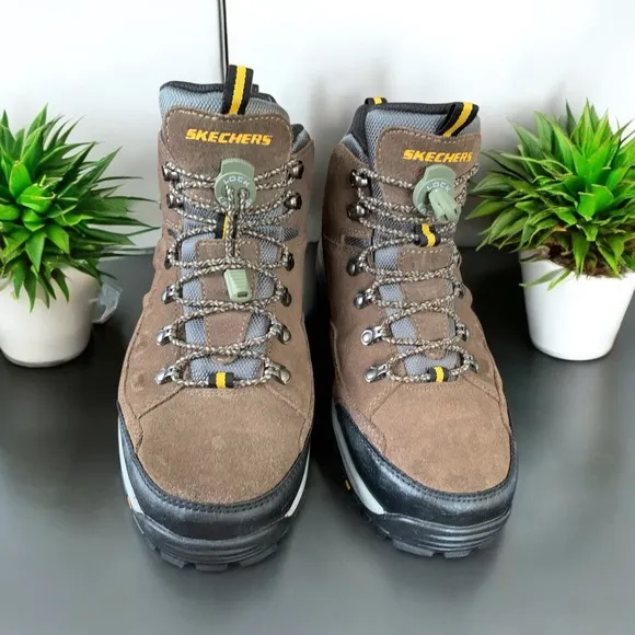 Skechers Waterproof Hiking Boots Trail Shoes Lace Lock Brown Mens 8.5