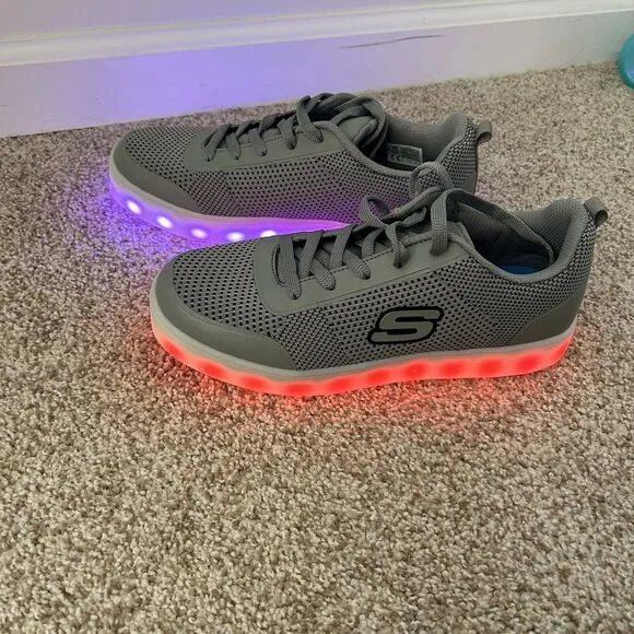 Sketchers Energy Lights Grey Circulux Multicolor Light Up Men’s Shoes Sz 7.5