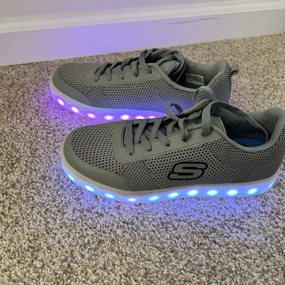 Sketchers Energy Lights Grey Circulux Multicolor Light Up Men’s Shoes Sz 7.5