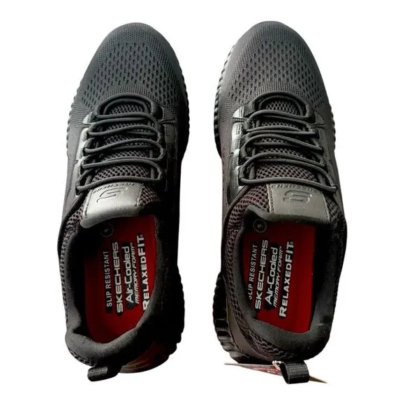 Sketchers Work Cessnock SR Black Shoes Relaxed Fit Memory Foam Men’s Size 9