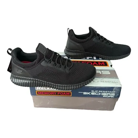 Sketchers Work Cessnock SR Black Shoes Relaxed Fit Memory Foam Men’s Size 9