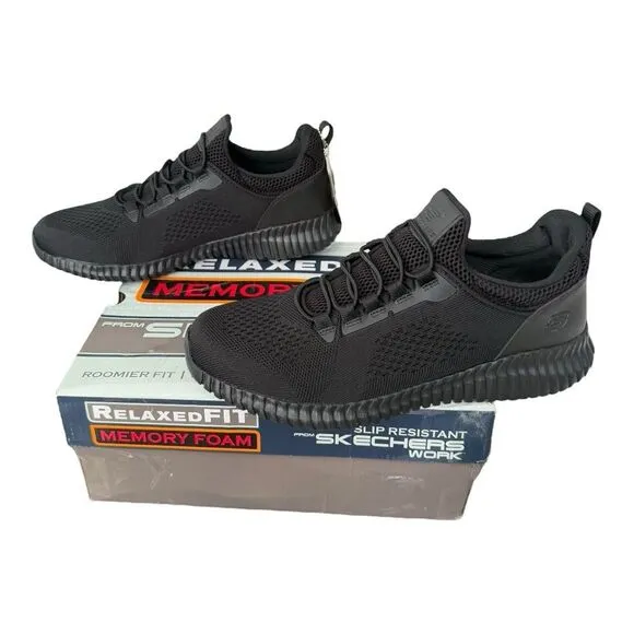 Sketchers Work Cessnock SR Black Shoes Relaxed Fit Memory Foam Men’s Size 9