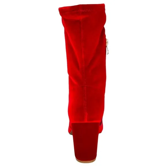 SMASH Shoes Rocco Red Velvet Low Calf Womens Sock Booties Size 12M