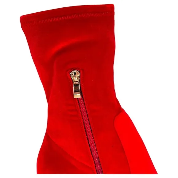 SMASH Shoes Rocco Red Velvet Low Calf Womens Sock Booties Size 12M