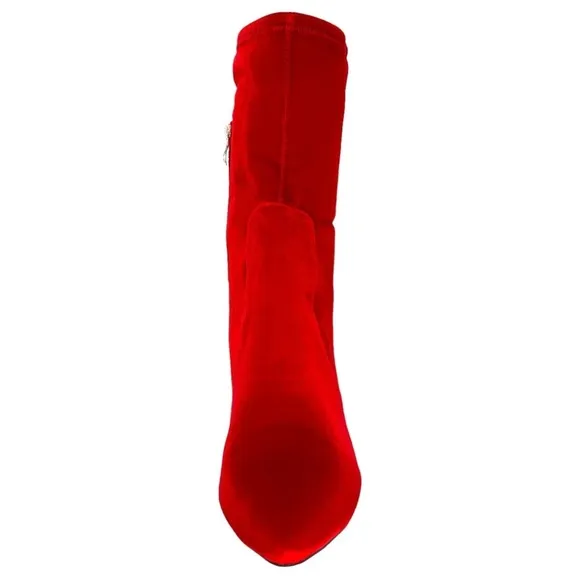 SMASH Shoes Rocco Red Velvet Low Calf Womens Sock Booties Size 12M