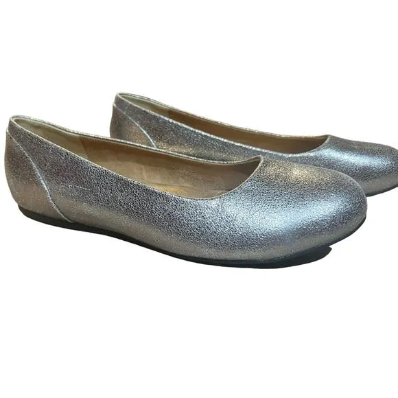 Softwalk Sonoma Platinum Silver Leather Comfort Ballet Flats Shoes 11 wide