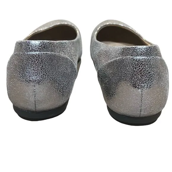 Softwalk Sonoma Platinum Silver Leather Comfort Ballet Flats Shoes 11 wide