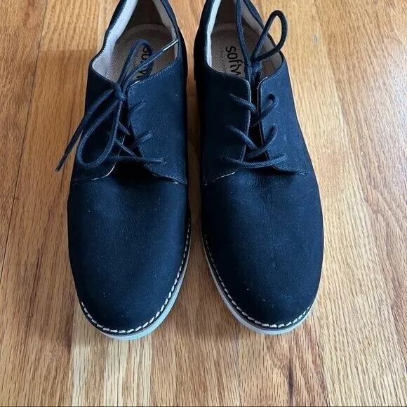 SoftWalk‎ Willis Derby Oxford Shoes Women's Size 8.5 Black Smooth Suede Comfy